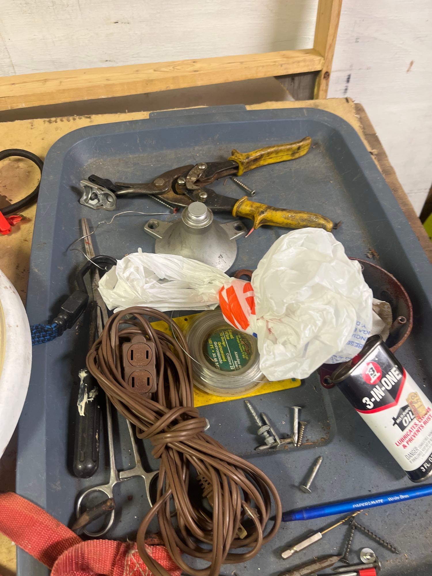Wood Table / Battery Charger / Extension Cords / Clock / Wood Sheet