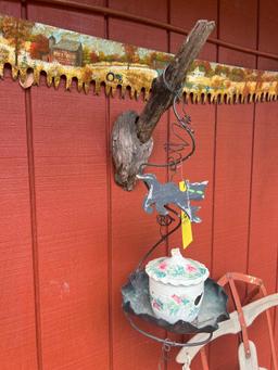 Painted Farm Scene 2 Man Saw, Keystone Grinder, Sled
