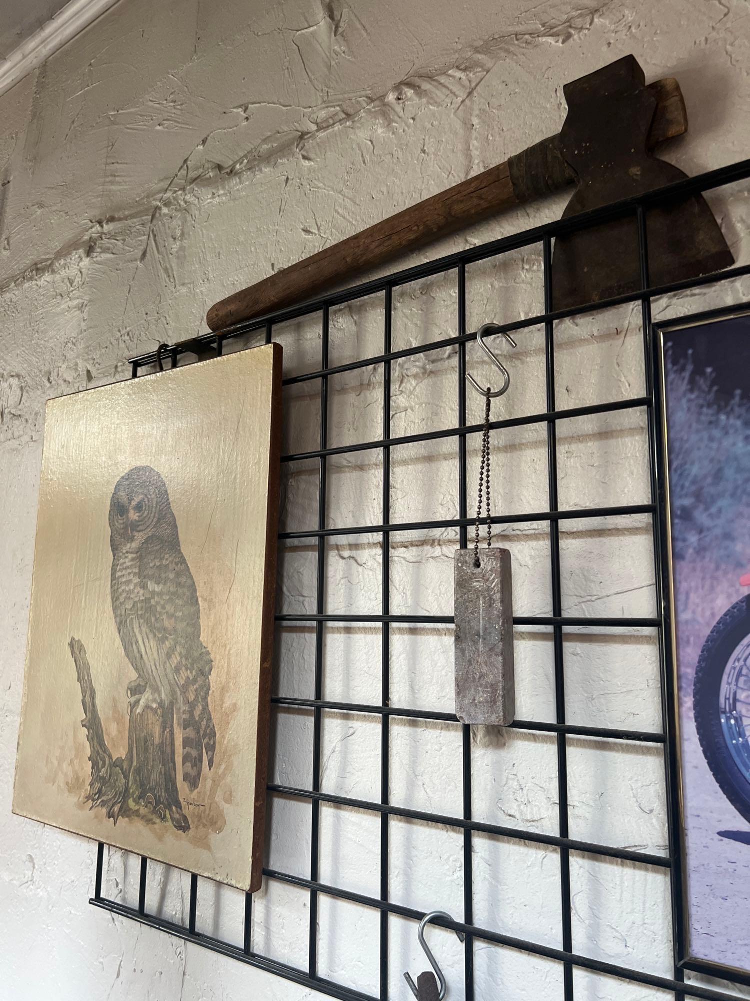 Motorcycle Picture and Sign, I Like Ike, Wood Burner Tools Broad Ax