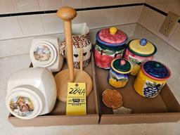 Assortment of Canisters & Kitchen Paper Towel Stand
