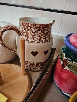 Assortment of Canisters & Kitchen Paper Towel Stand