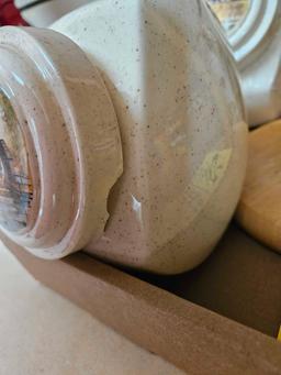 Assortment of Canisters & Kitchen Paper Towel Stand