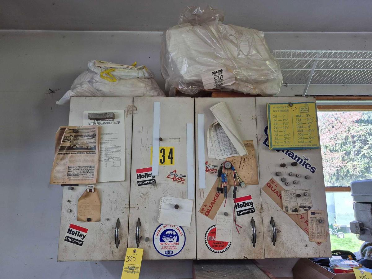 Work Glove Assortment & Cabinet Contents - Hardware, Sanding Discs, Abrasive Pads, Tap Magic, & more