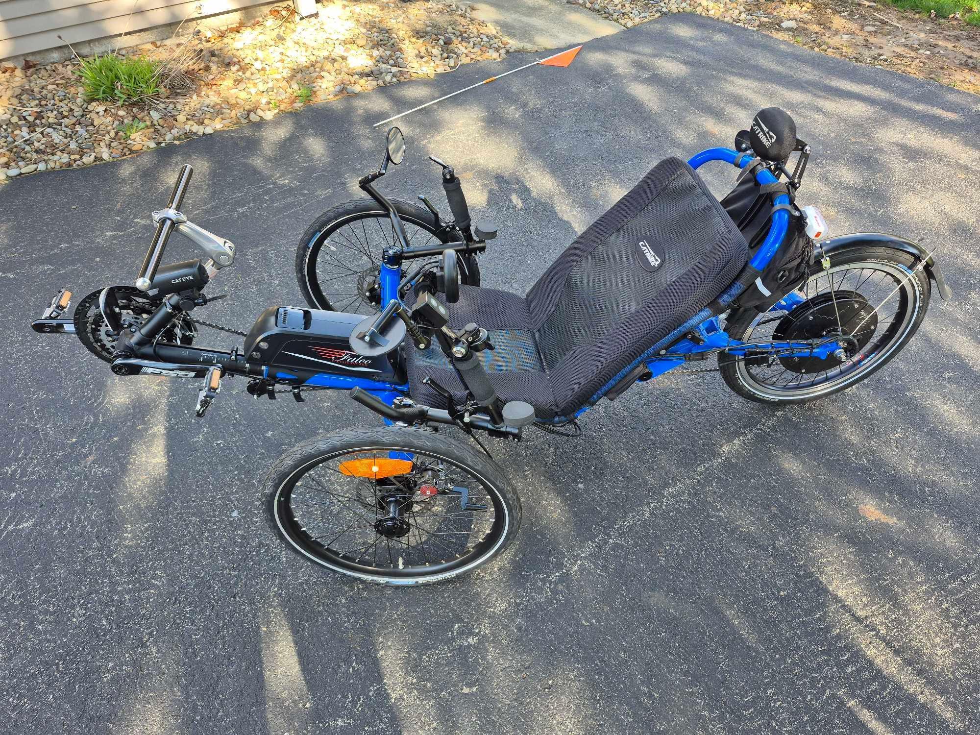 Catrike Road Air Recumbent Bicycle w/ Electric Assist Pedal System & Detachable Battery