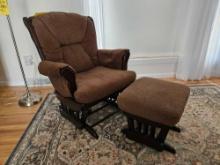 Cushioned Wooden Platform Rocking Chair w/ Rocking Foot Rest - Nice