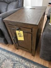 Small Wooden Electrified Side Table