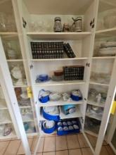 Cabinet Contents - Harvard Classics Book Set, 3 Steins, Stemware, & Bali Hai China Set