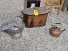 Copper Tub w/ Pitchers & Coal Bucket