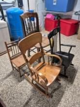 2 Kids Rocking Chairs, Doll Chair, & Caned Cushion Chair