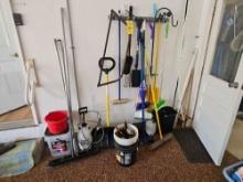 Assortment of Cleaning and Gardening Tools