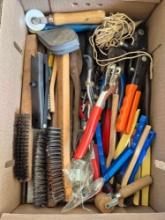 Box of Tin Snips, Brushes, & Rivet Tools
