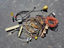 Assortment of Electrical Cords & Hazard Lights
