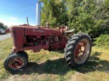 Farmall M Tractor, W/ Post Auger, NF (Not Running)