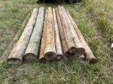 13 Assorted 7Ft Treated Round Fence Post