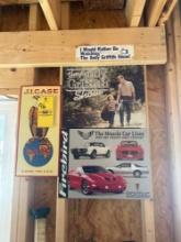 Vintage tin signs, J.I. Case, muscle car, Andy Griffith show