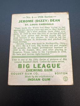1934 Goudey Dizzy Dean No. 6 Baseball Card