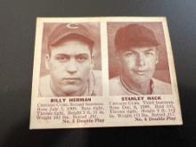 1941 Double Play Billy Herman Stanley Hack #3 #4 Baseball Card