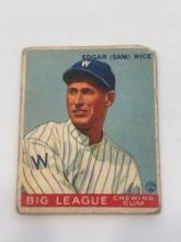 1933 Goudey Big League Edgar Rice # 134 Baseball Card
