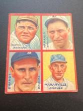 1935 Goudey 4-in-1 Babe Ruth, McManus, Brandt, Maranville