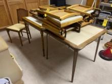 2 Tables Folding Tables, 8 Leg O Matic Folding Caned Chairs