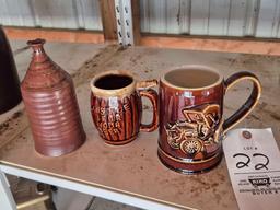 2 Mugs & Small Pottery Piece