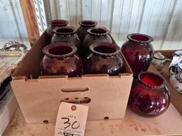 Red Glass Vase Assortment