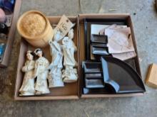 Plate Assortment & Oriental Figurines