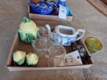 Assortment of Measuring Cups, Corn Cob Themed Shaker Set, & Other Glassware