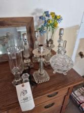 Glass Lamp Assortment & Other Glassware