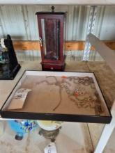 Small Jewelry Display Case & Costume Jewelry Assortment