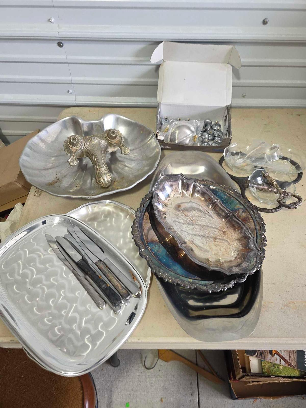 MCM Metalware Knobs, Flatware, Silverplate