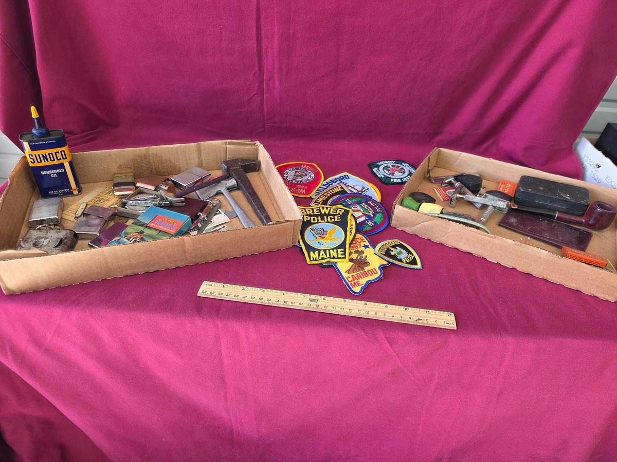 Zippo Lighters, Police Patches, Razors, Etc