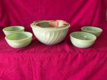 Jadite Nesting Bowls Set Swirl 4 Cereal Bowls
