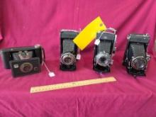 4 Vintage Cameras Kodak Jiffy, 3 Zeiss Icon
