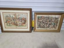 Framed 1902 Judge Magazine Print Sawing Wood Presidential Campaign 24" x 17", 1902 Double Sided Puck