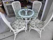 Wicker Style Glass Top Patio Table w/ 4 Chairs