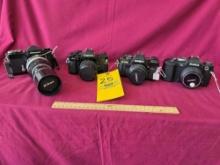 (4) Vintage Cameras Canon, Nikon, Konica, Minolta