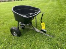 Pull behind fertilizer spreader