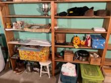 Contents of the shelf - Hats, decor, hangers, boots