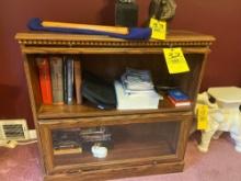 Modern oak glass front book shelf - contents not included