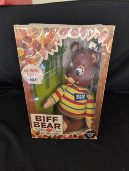 Vintage Biff Bear Talking lips Mattel toy in original box