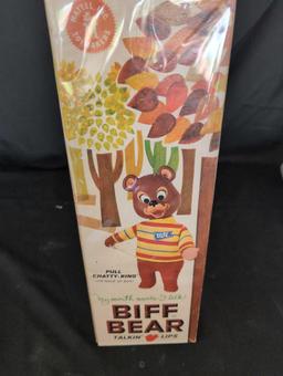 Vintage Biff Bear Talking lips Mattel toy in original box