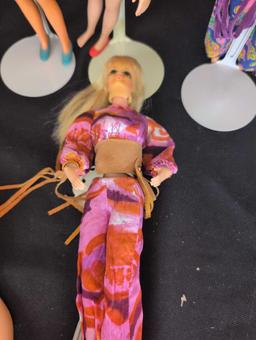 Group of vintage Mattel Barbies, live action, Skipper and more