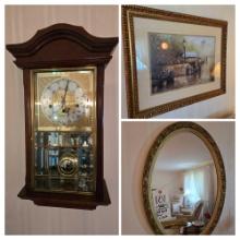 Ansonia Wall Clock. Oval Mirror, Donny Finley Framed Print, Wall Decor