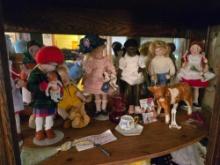 Assorted Dolls & Goebel Cow