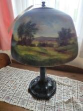 Reverse Painted Lamp (shade has crack)