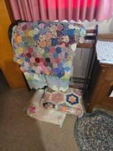 Quilt Rack w/ Assorted Quilts