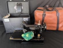 Singer featherweight sewing machine with case and carrying bag