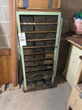 hardware bin and contents. Located in basement.
