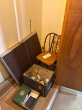 child's chairs, early reels, folding table and doll furniture
